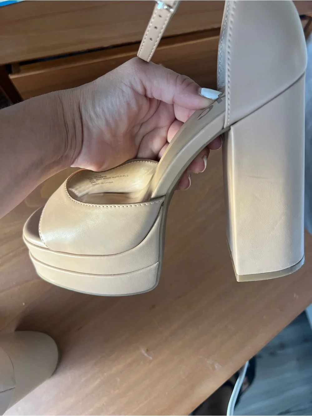 INC International Concepts Beige Platform Block Heel Sandals size 6